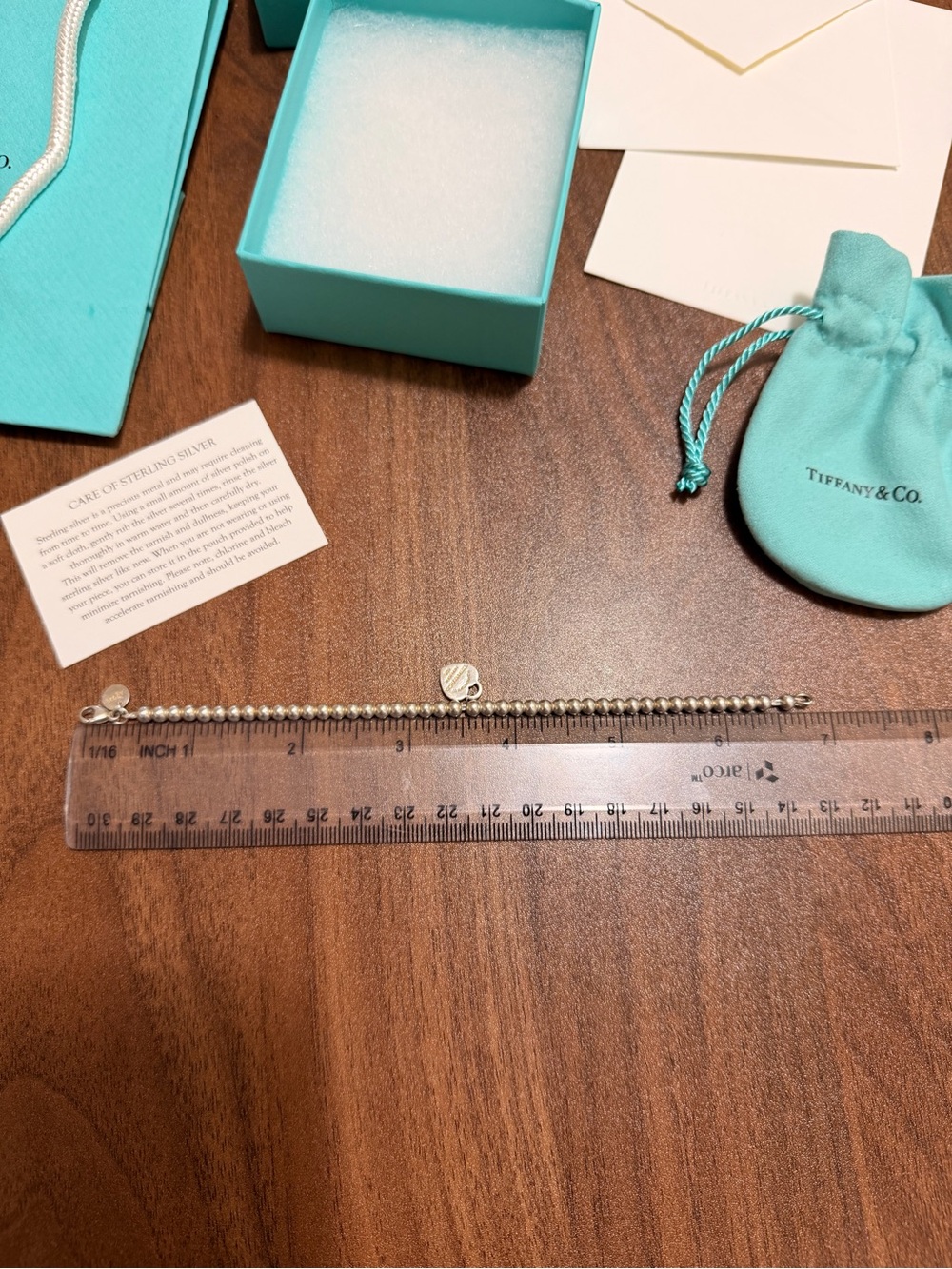 Tiffany & Co. Return to Tiffany Heart Tag 4mm Bead Bracelet Sterling Silver 7” - Picture 7 of 10
